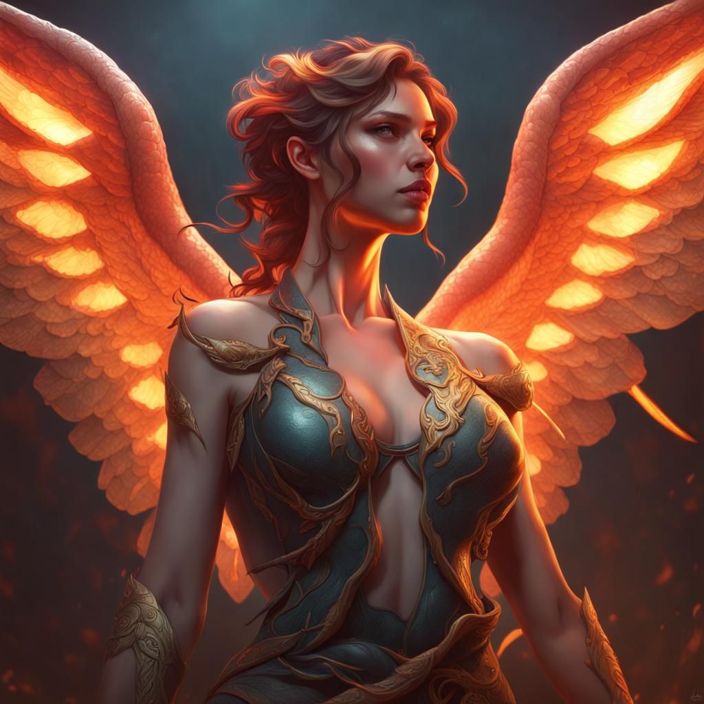 Fire-Breathing Winged Snake Portrait in Hyperdetailed Style