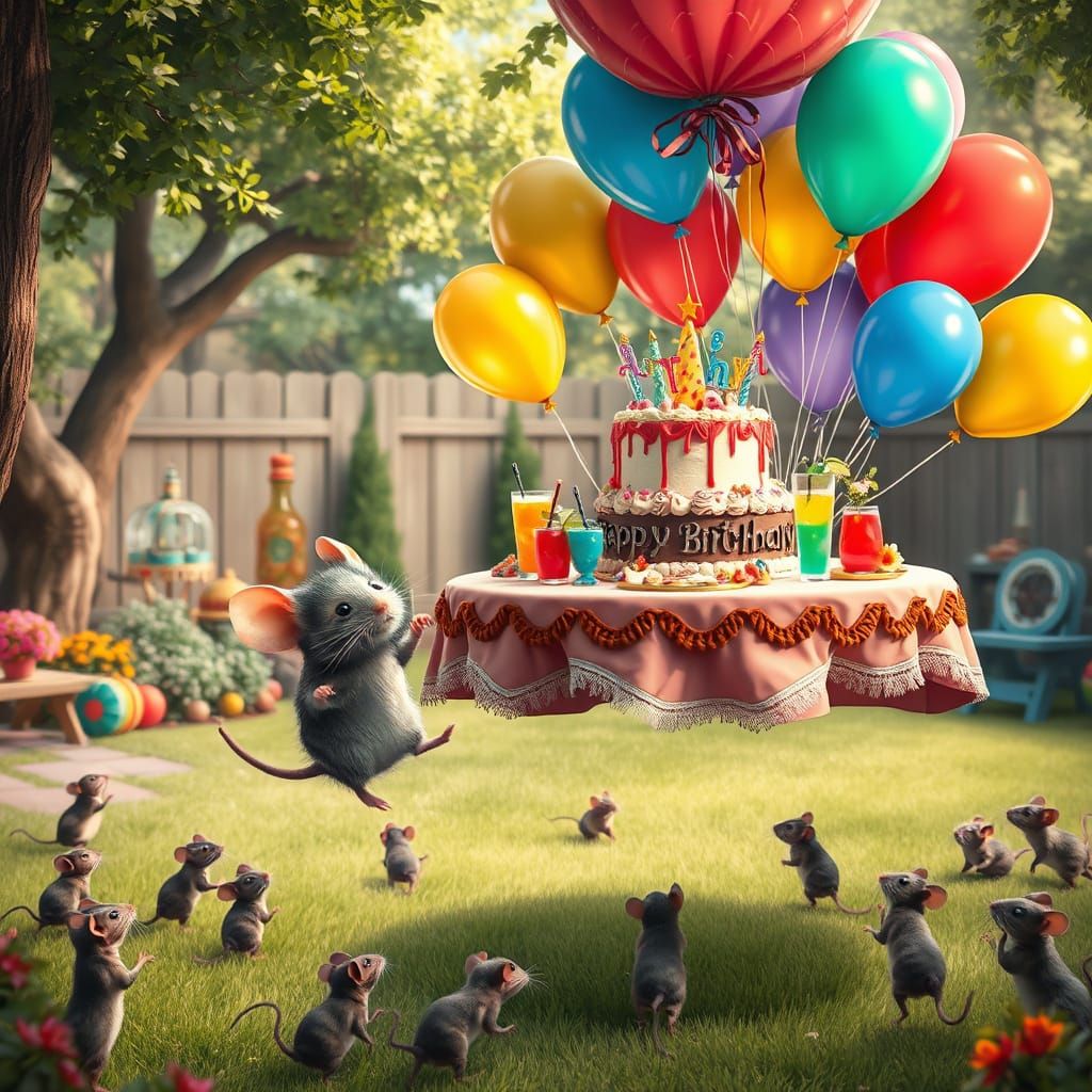 Terrified Mouse at Lavish Floating Birthday Party