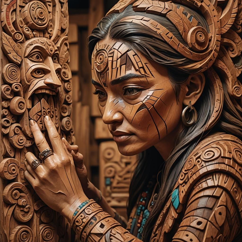 Hyperrealistic Wood Carver Creates Detailed Totem