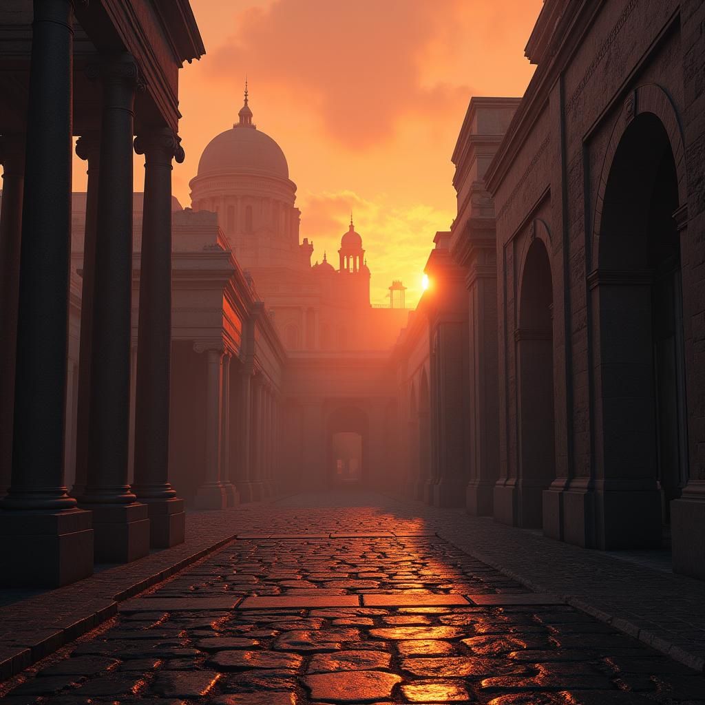 Rome at Dusk: Dreamlike Matte Painting