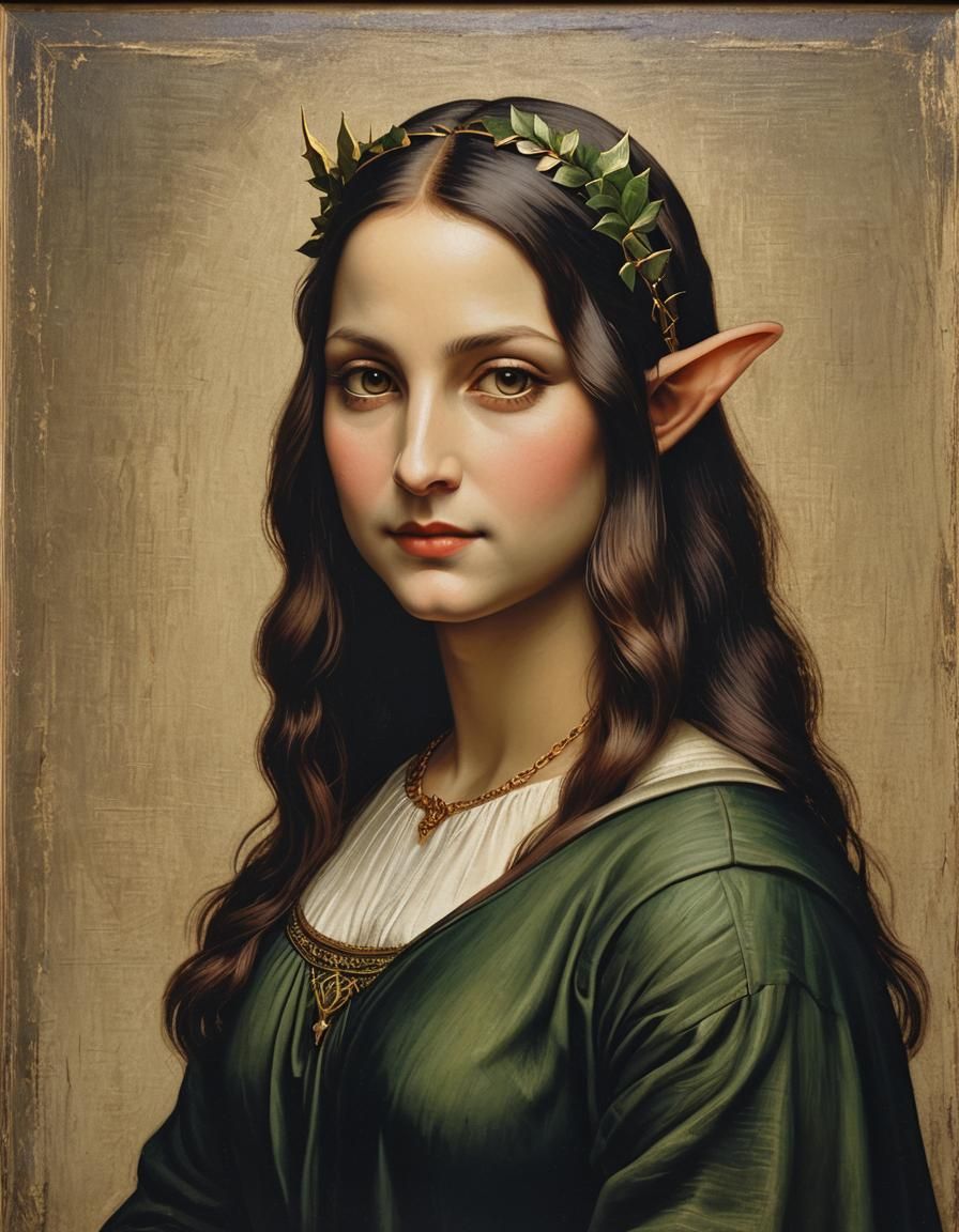 Elven Mona Lisa: 8k Fantasy Portrait