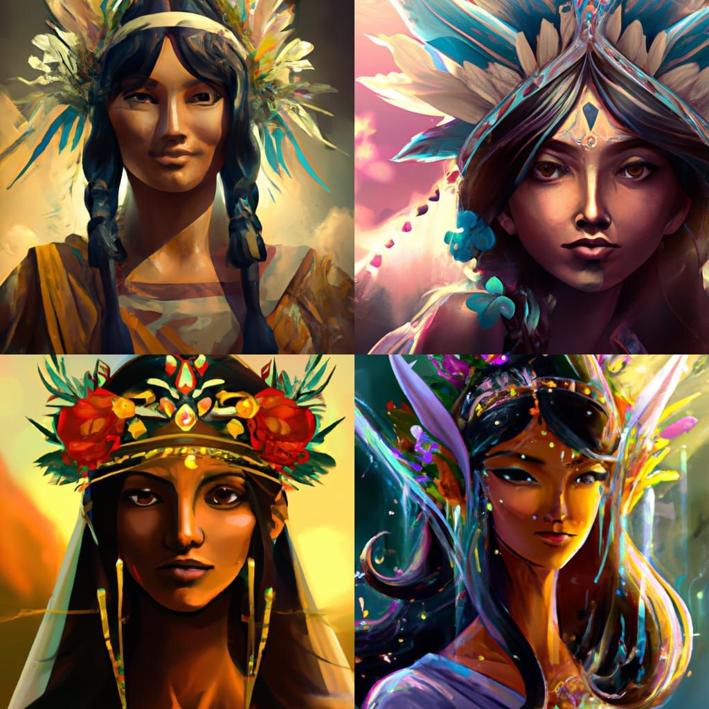 Indian Woman Portrait with Flower Crown