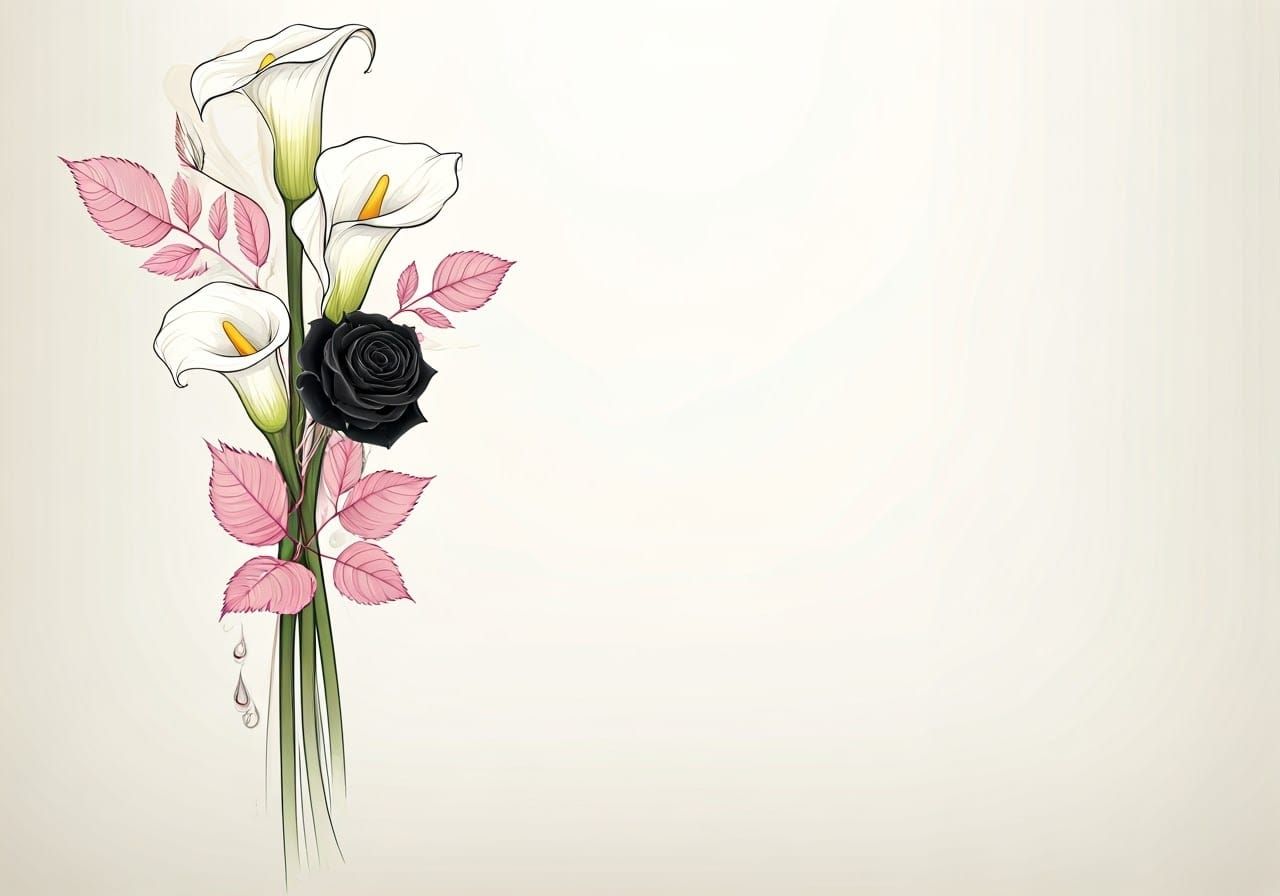 Delicate Digital Sketch of Floral Decorations