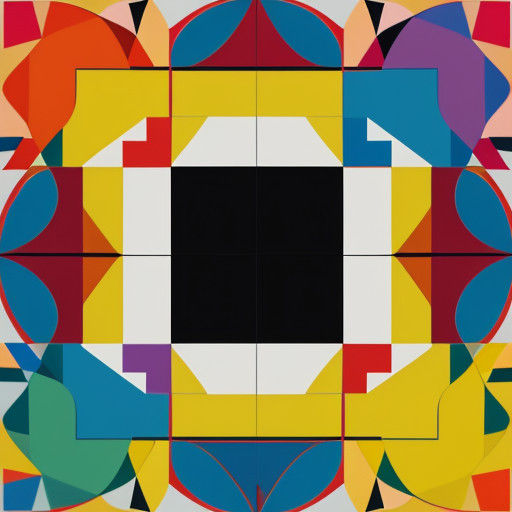 Vibrant Bauhaus-Inspired Flower Composition with Geometric S...