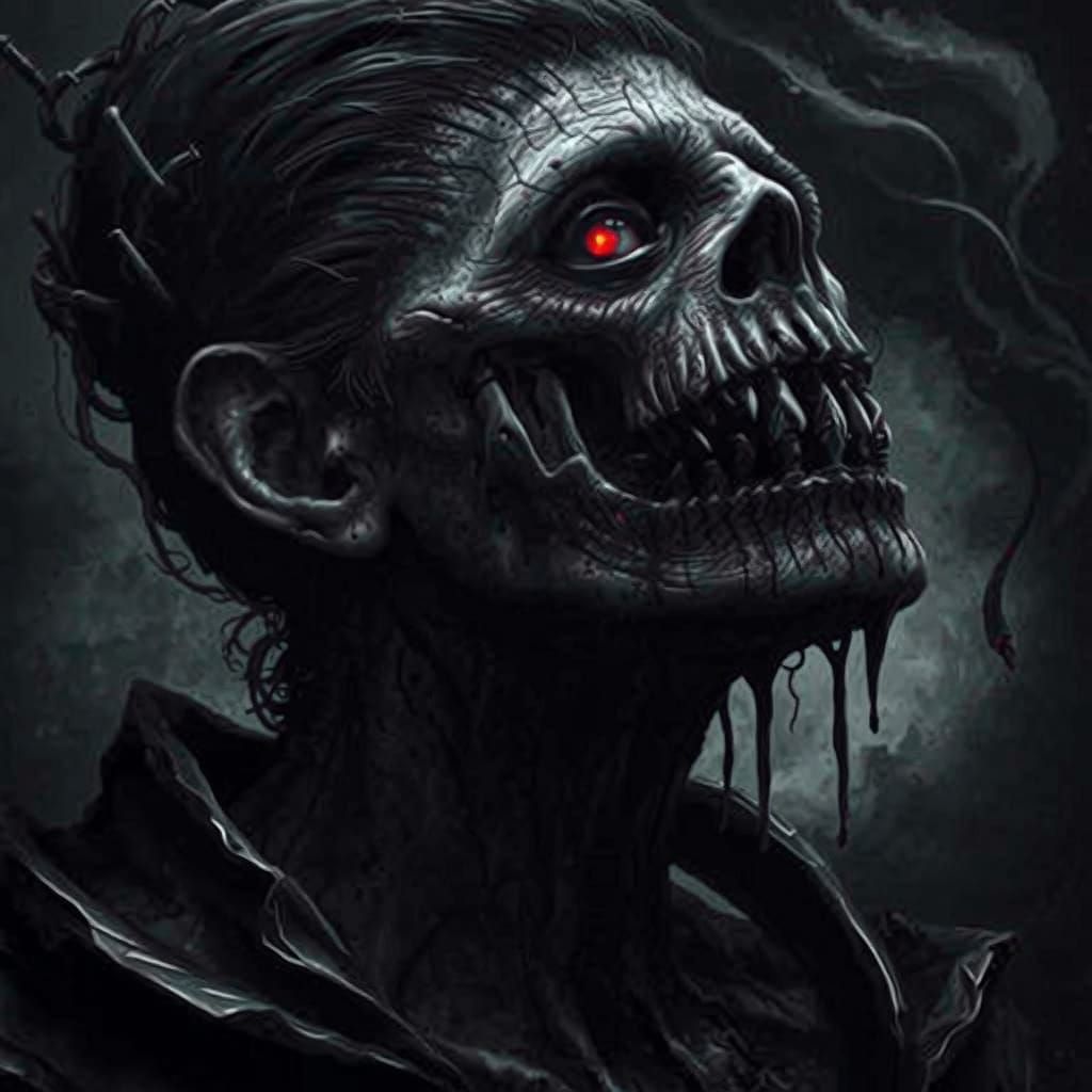 Grotesque Surrealism: Deceased Man's Divine Gaze