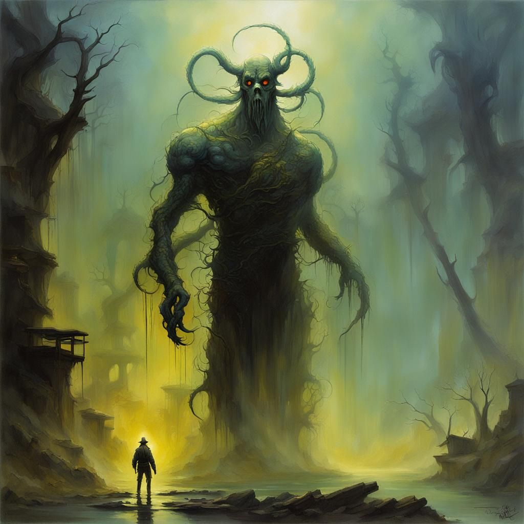 Ethereal Custodian in Sulfuric Landscape