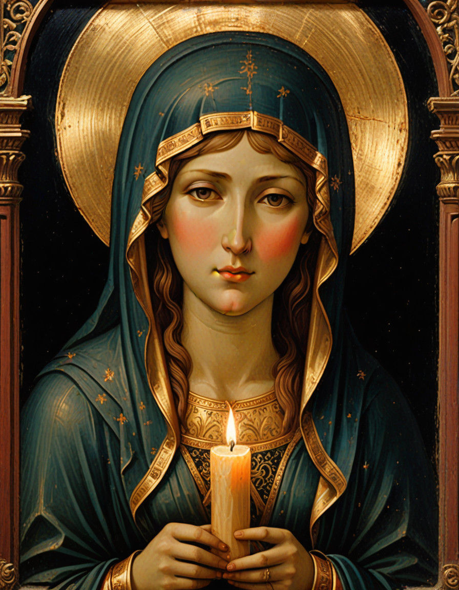 Woman Illuminated by Flickering Candlelight