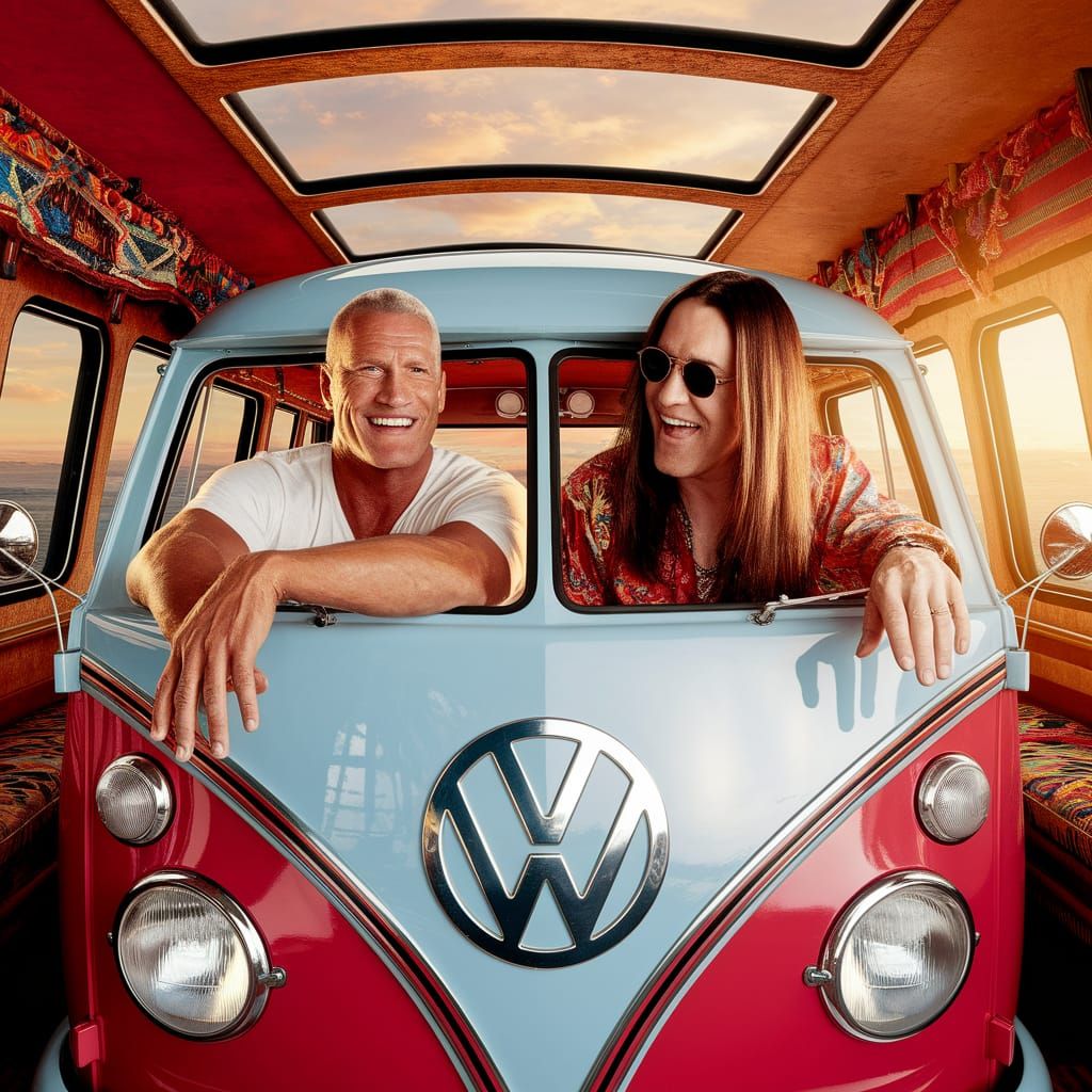 Hulk Hogan and Ozzy Osbourne Ride a VW Bus