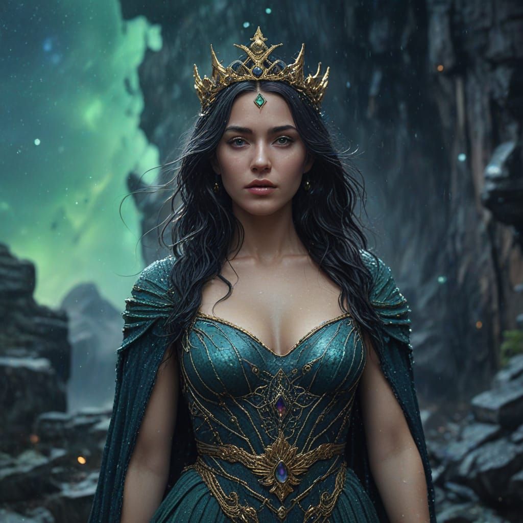 Aphrodite Goddess in Dystopian Ruin, Cyberpunk Fantasy Portr...