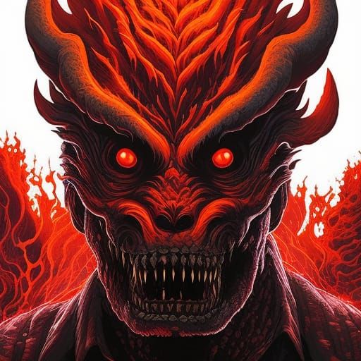 Volcanic Monster Eruption: Dark Academia Horror Art