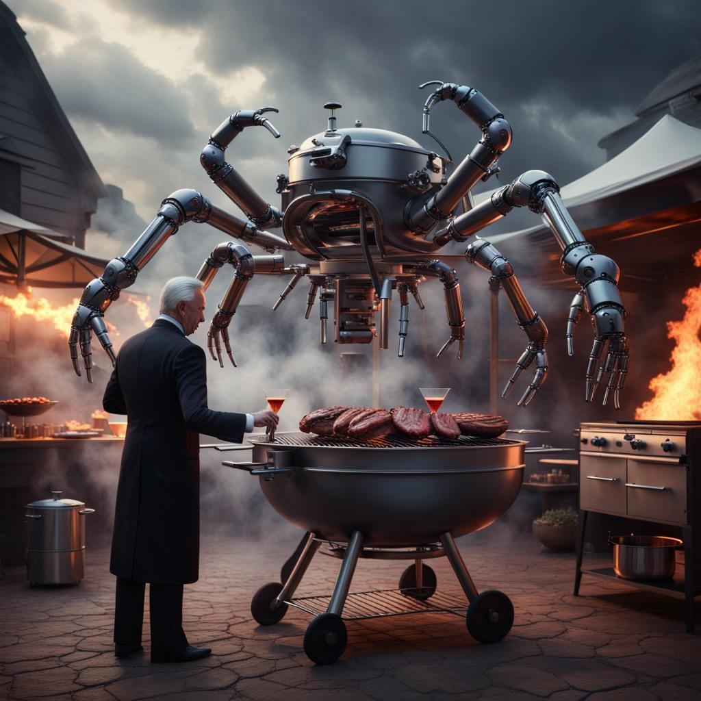 Robotic Butler Serves BBQ: Digital Matte Painting