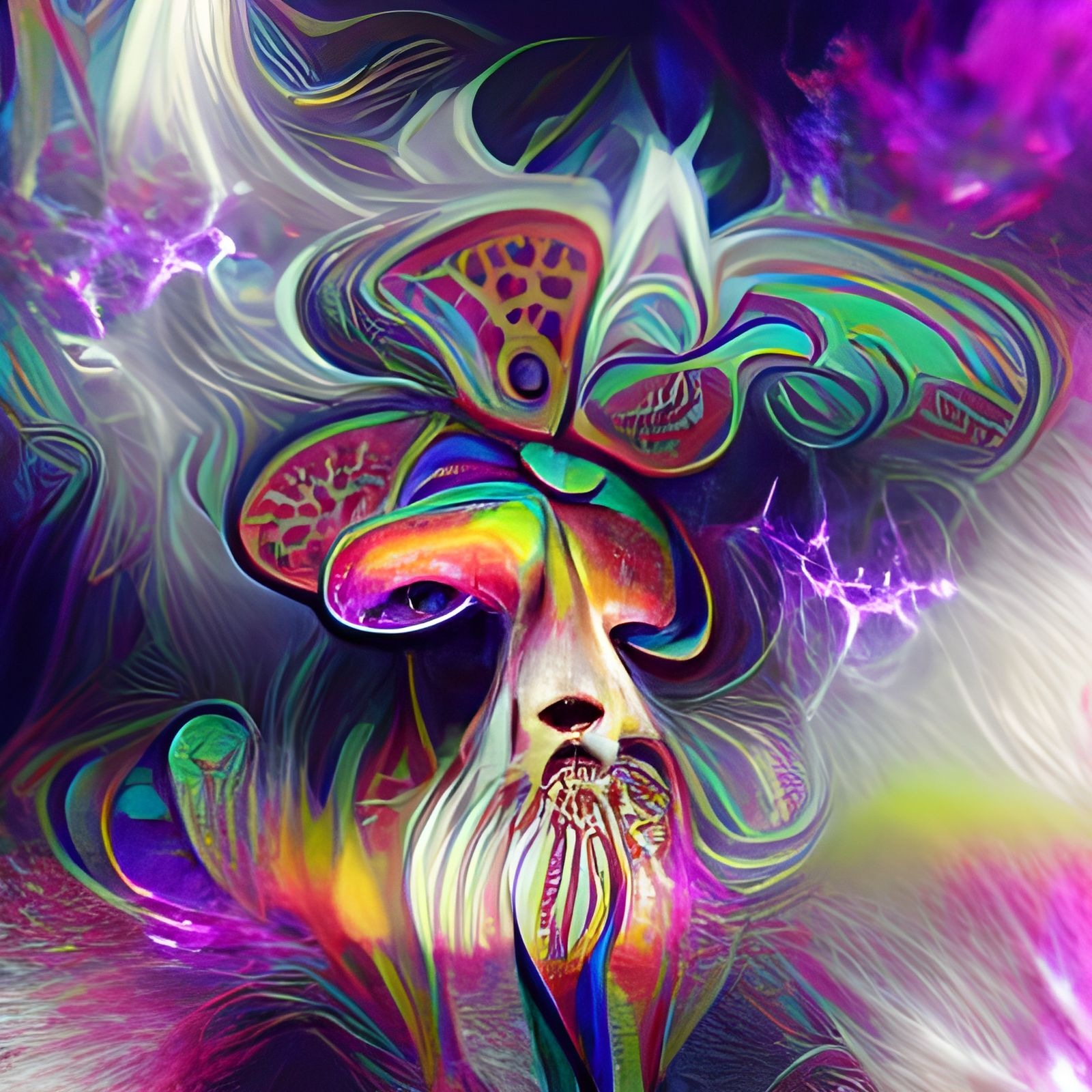 Psychedelic Mystic Figure in Vivid Colors