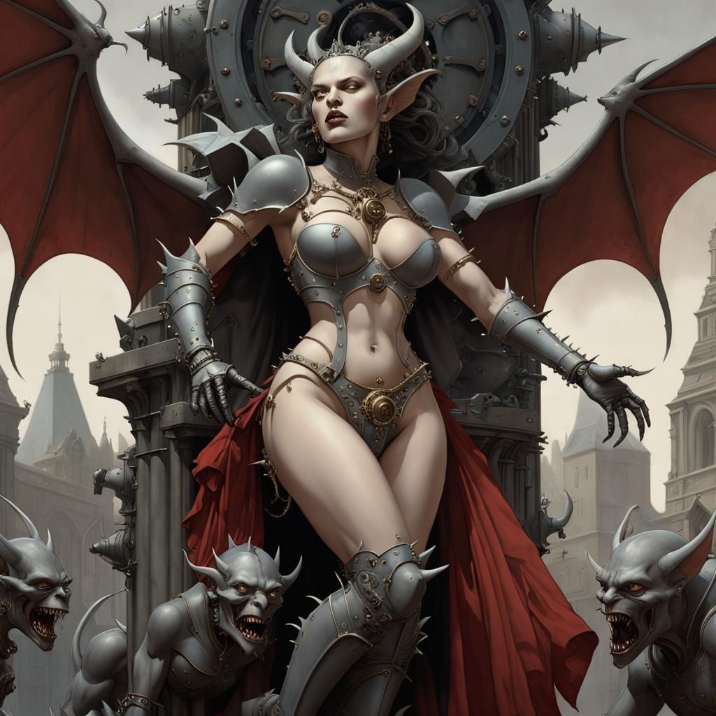 Gargoyle Queen of Pain in Dark Fantasy Style