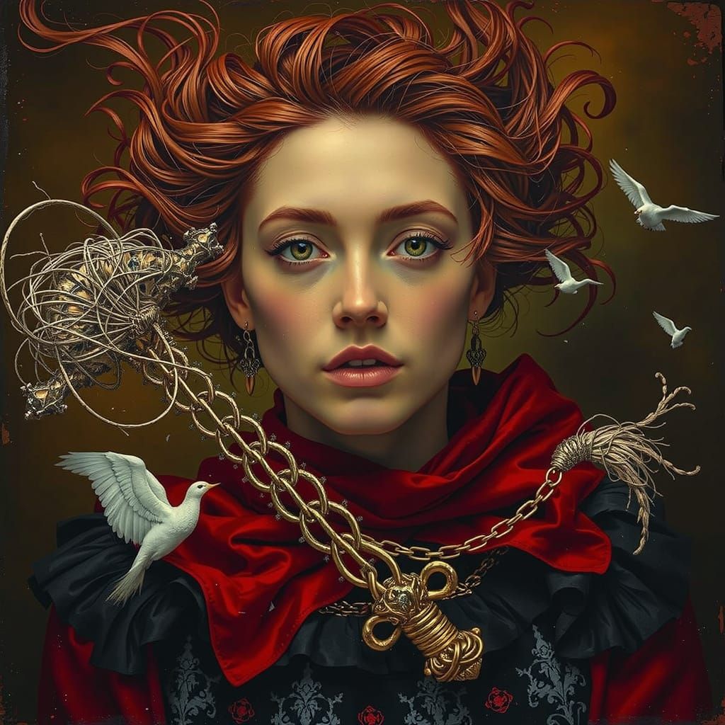 Abstract Swirling Red Forms