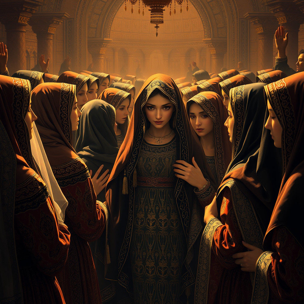 Hasidic Wedding Celebration in Illuminated Manuscript Style