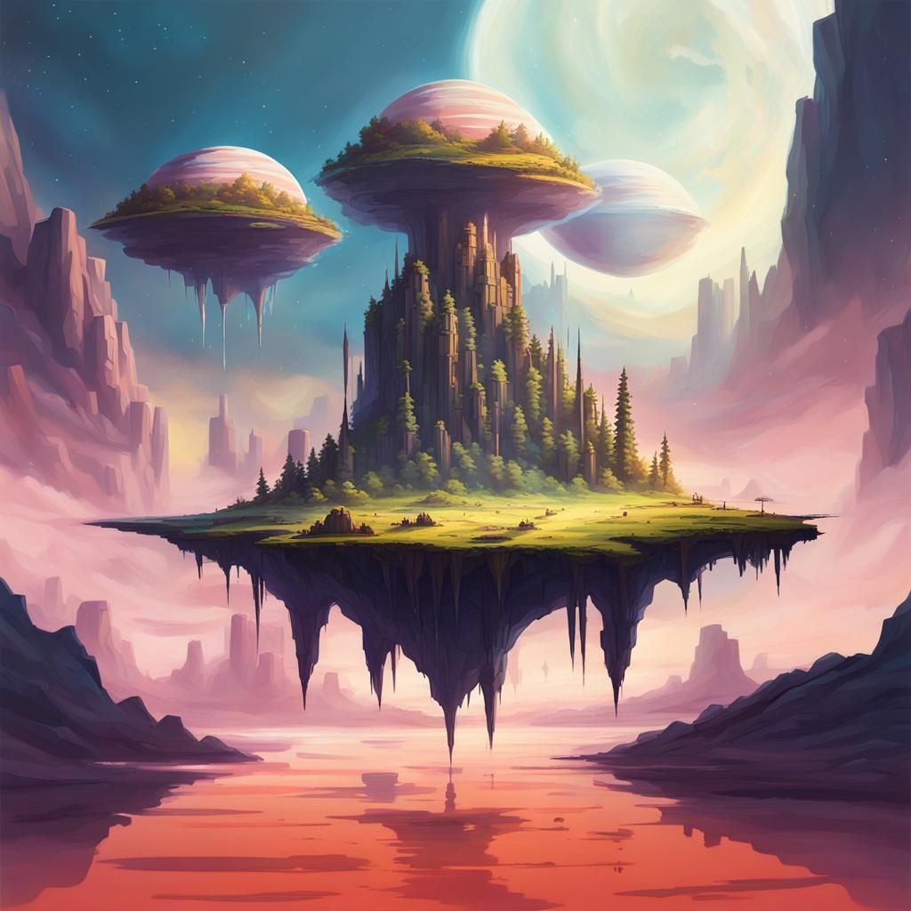 Astral Sci-Fi Floating Island Landscape