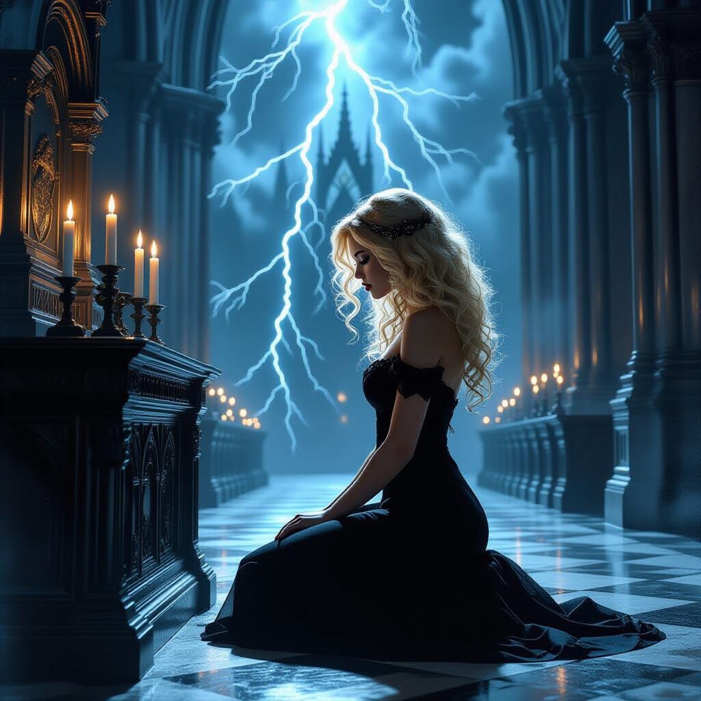 Gothic Cathedral Altar Scene in Dark Fantasy Style