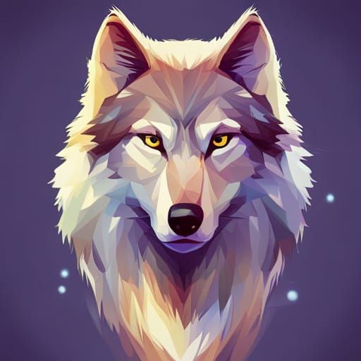 Cute Wolf Vector Art in Retro Isometric Style
