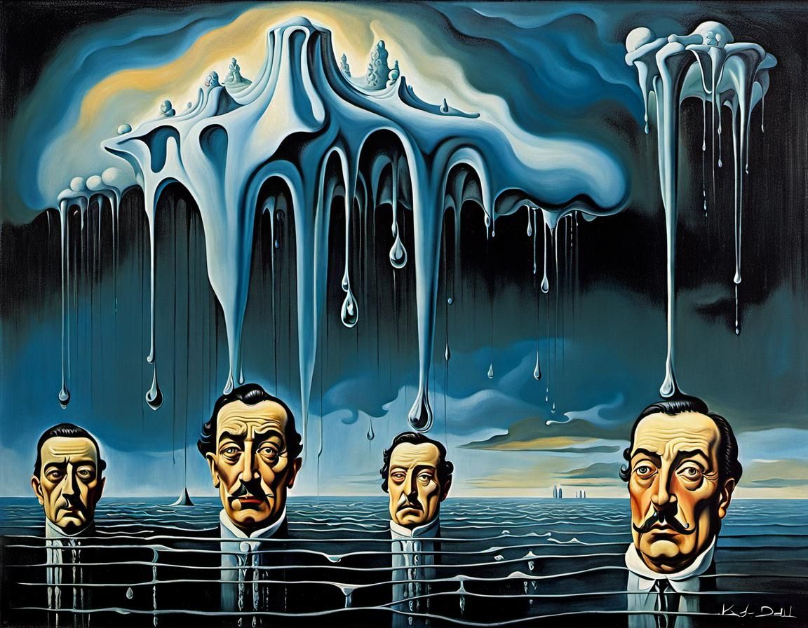 Surreal Faces Emerge from Rainy Nightmare
