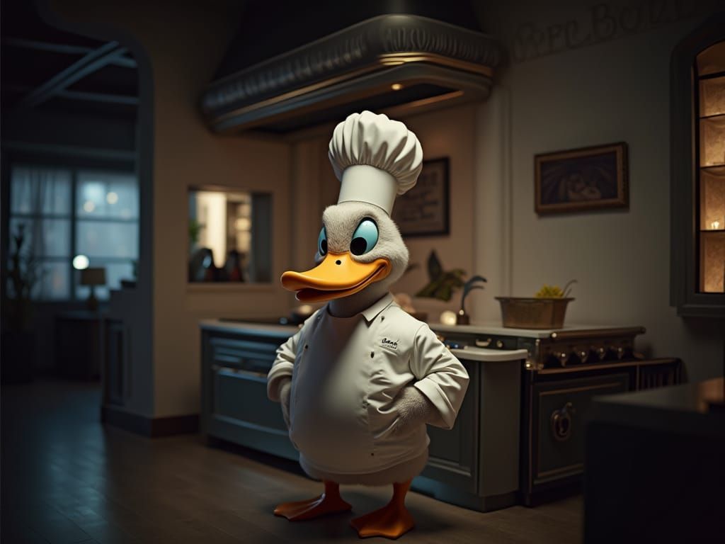 Chef Duck Magazine Cover in Minimalist Style