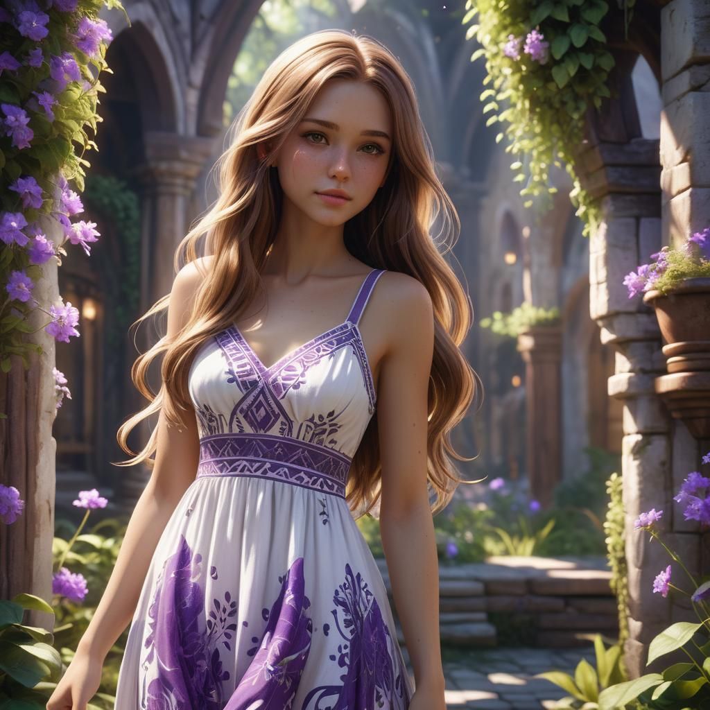 Shy Girl in Sundress: Fantasy Concept Art