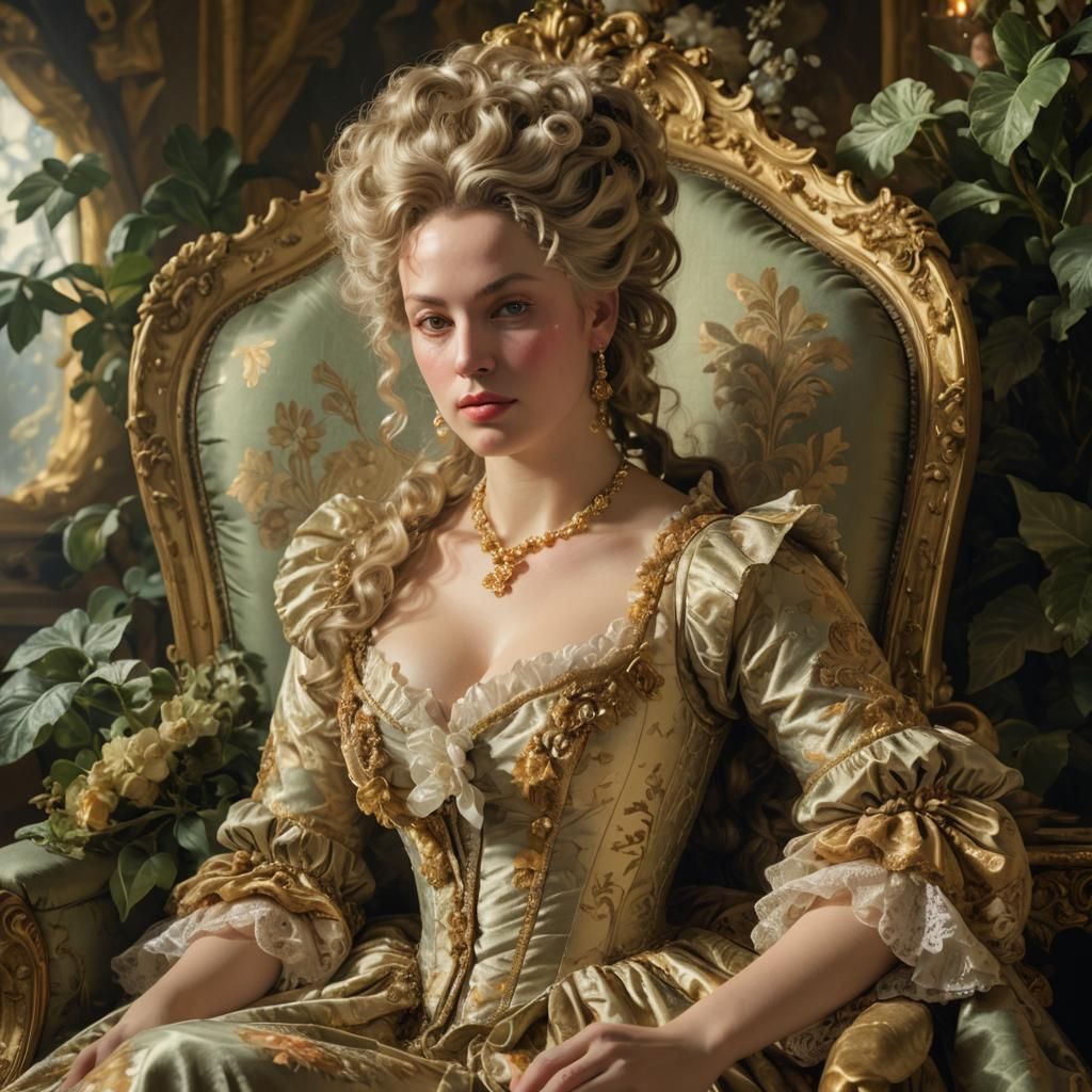 Voluptuous Woman in Lavish Rococo Setting
