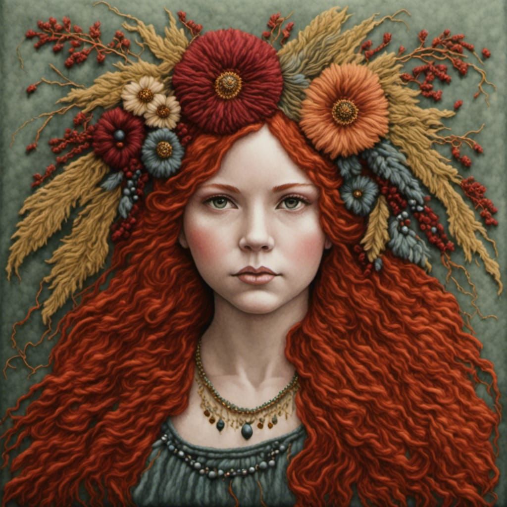 Redhead in Fiber Arts Headdress Portrait