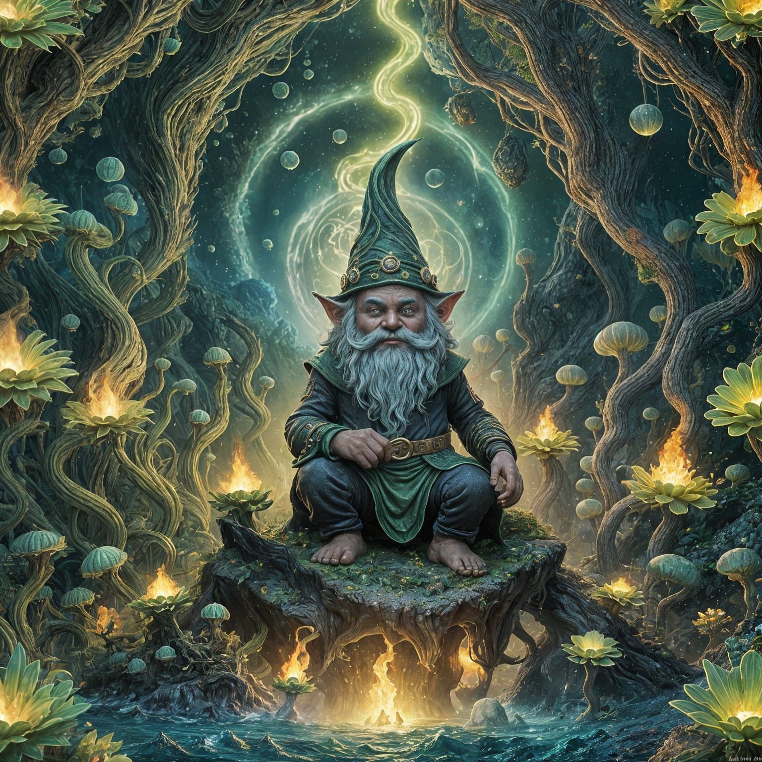 Psychedelic Deep Ocean Gnome in Fantasy Art Style
