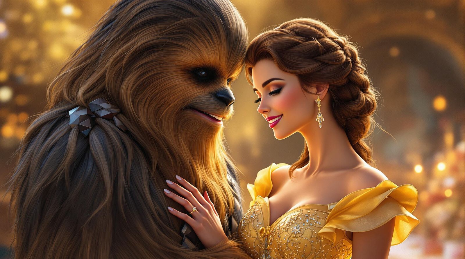 Belle in Intimate Moment with Chewbacca