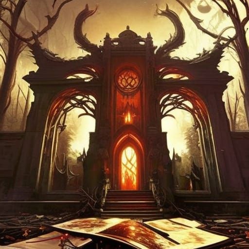 Gothic Rose Portal to Autumn Forest