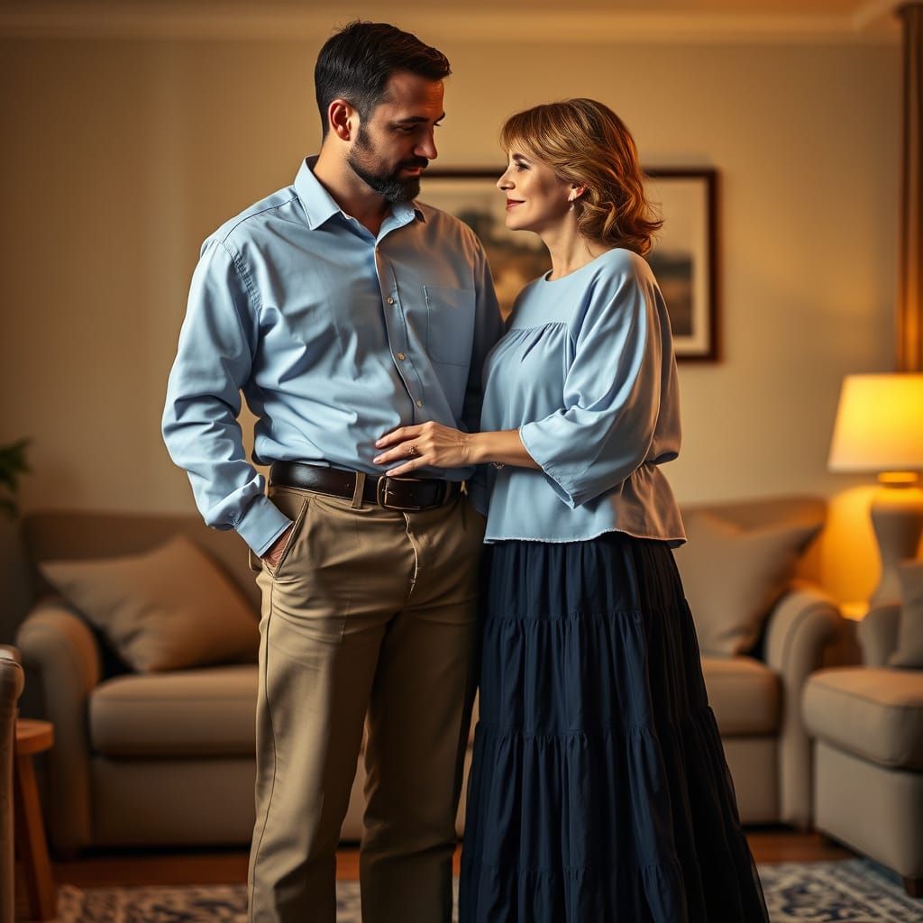 Tender Moment of Intimacy in a Warm and Cozy Home