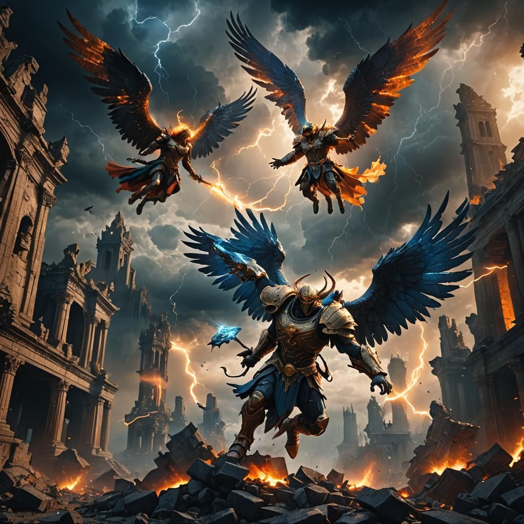 Archangel and Demon Clash: Epic Fantasy Art