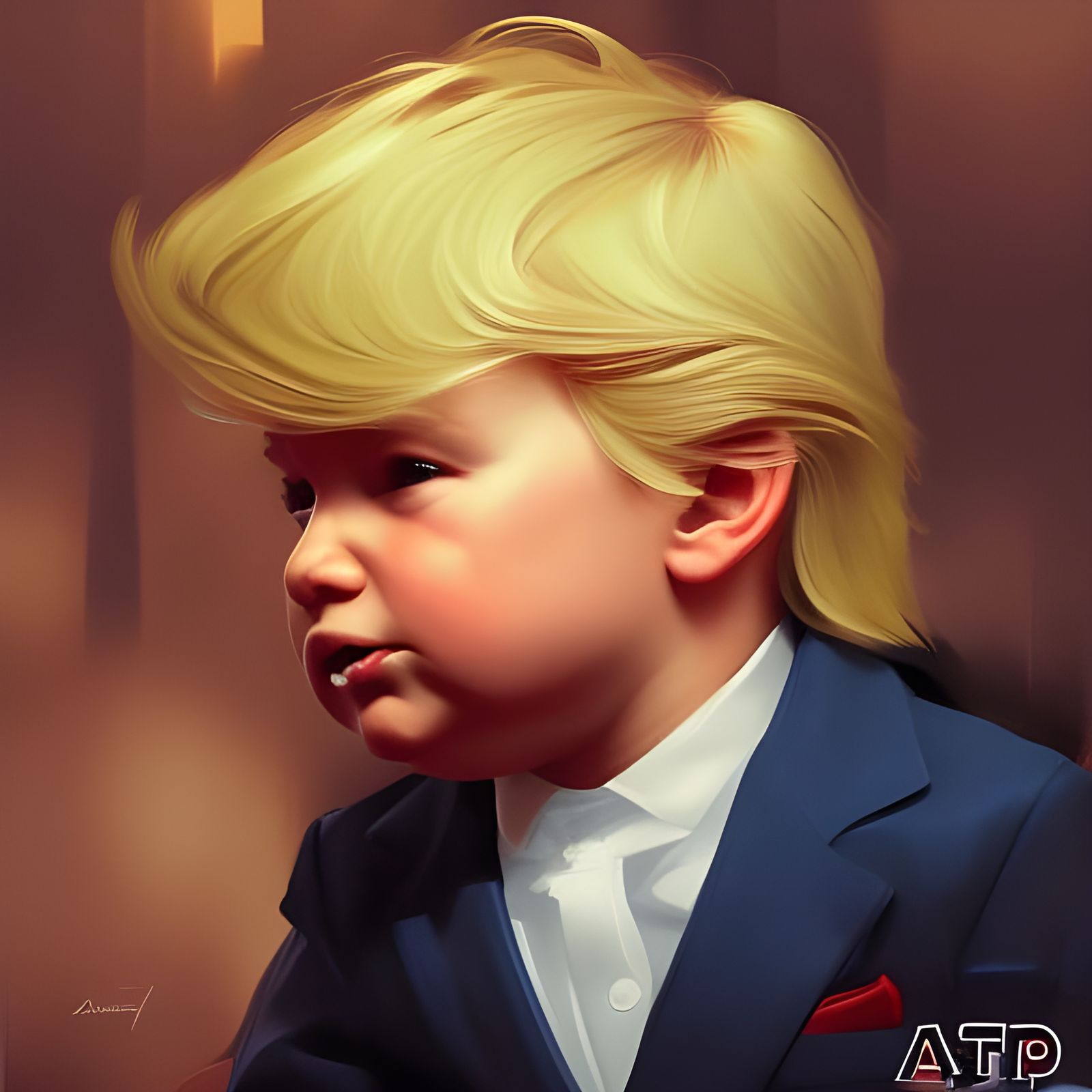 Baby Donald Trump Portrait in Digital Art Style
