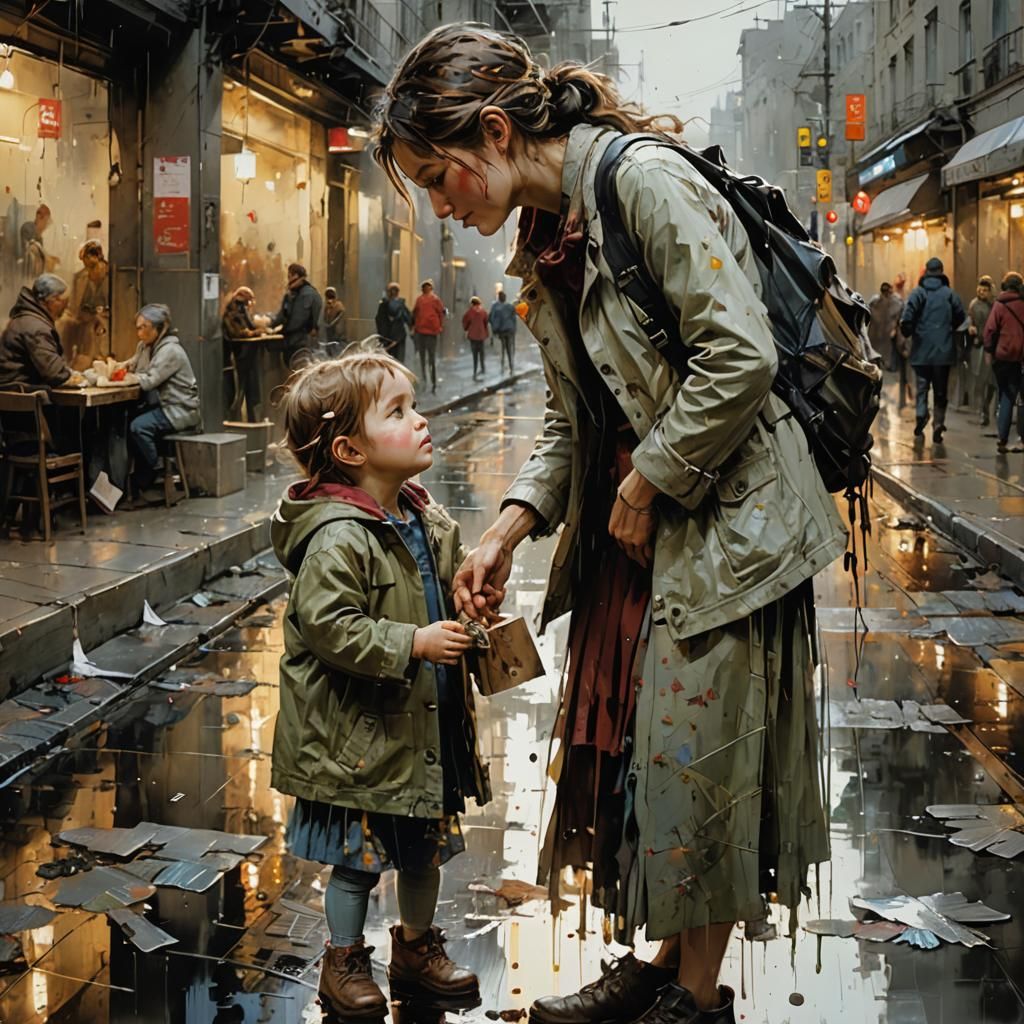 Heartwarming Mother and Child Emotional Illustration