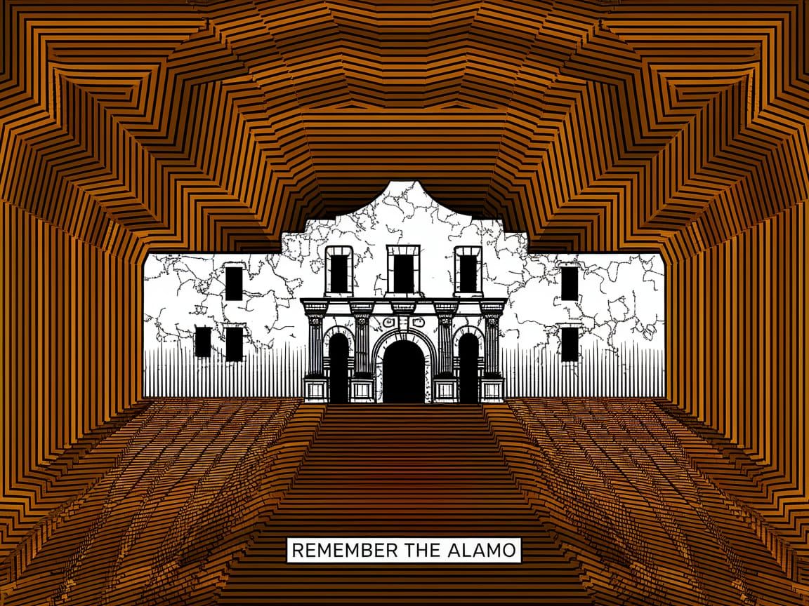 Perspective Lines Depict Battle of the Alamo