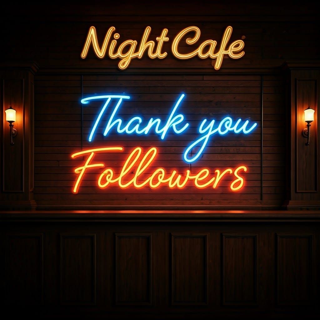 Neon 'Thank You' Sign in Cozy Pub Interior