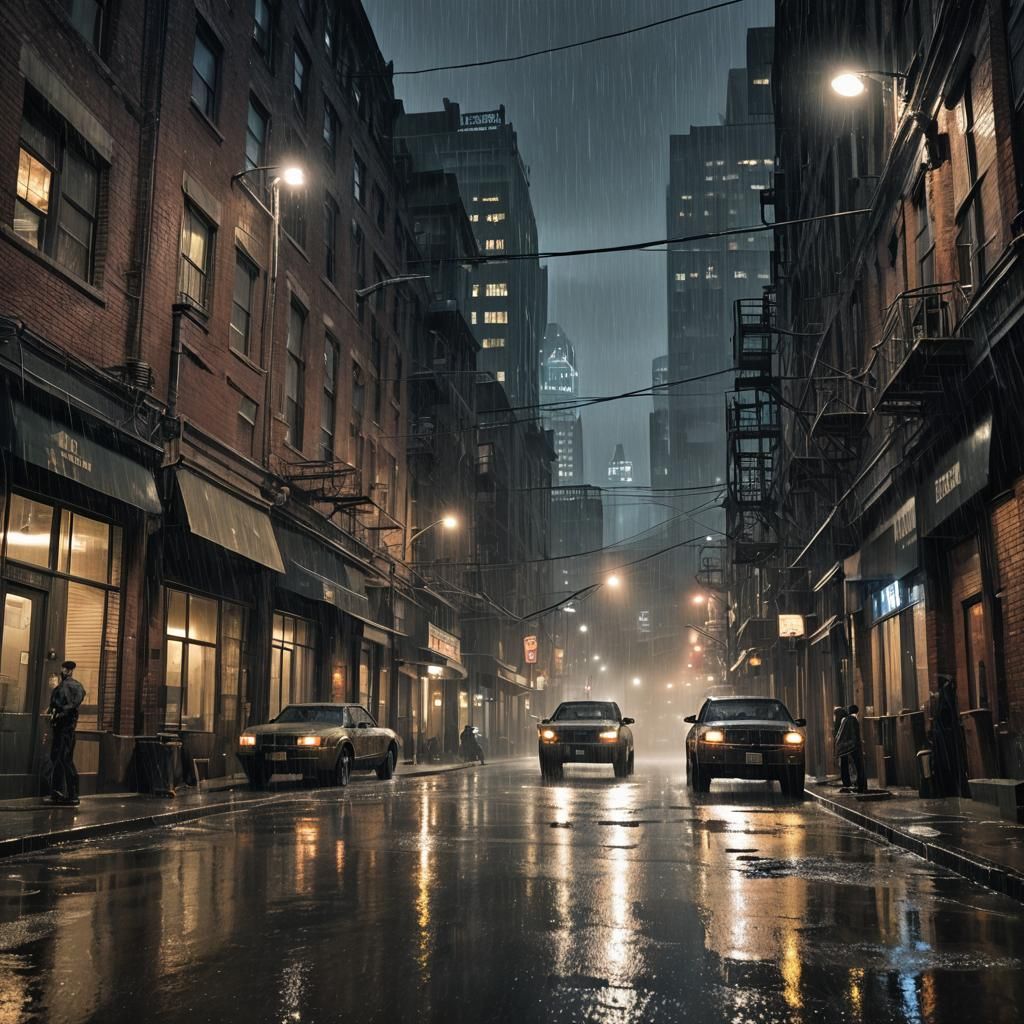 Gotham City: Dark Enemy in Rainy Alley