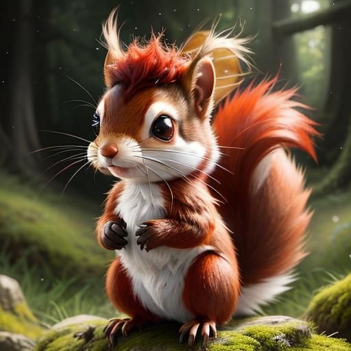 Cute Red Baby Squirrel Knitted from Yarn