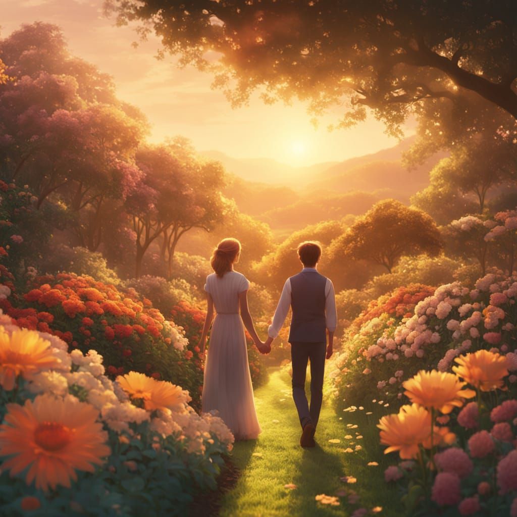 Lush Garden Harmony: A Peaceful Concept Art