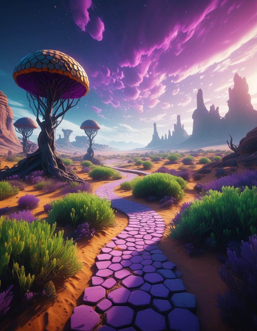 Surreal Dreamscape in Vibrant Oil Painting Style