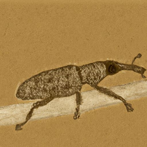 Grainy Chalk Sketch of a Weevil Beetle on a Stick