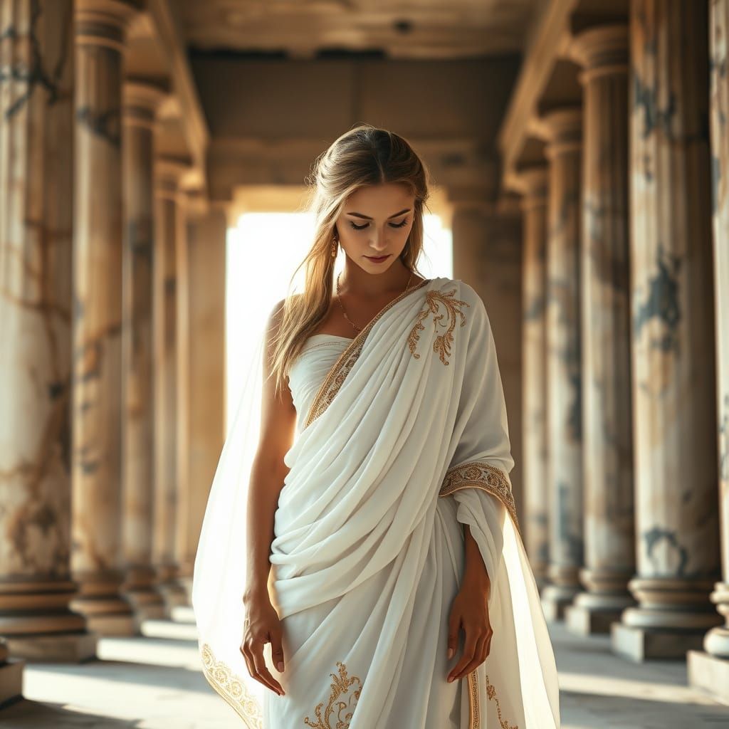 Greek Oracle in Ancient Temple Sanctuary