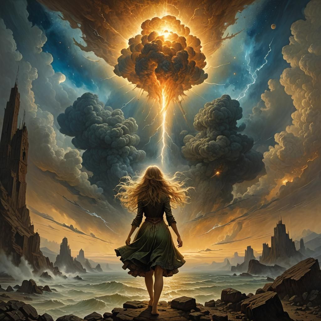 Celestial Explosion in Hyperrealistic Impasto Style