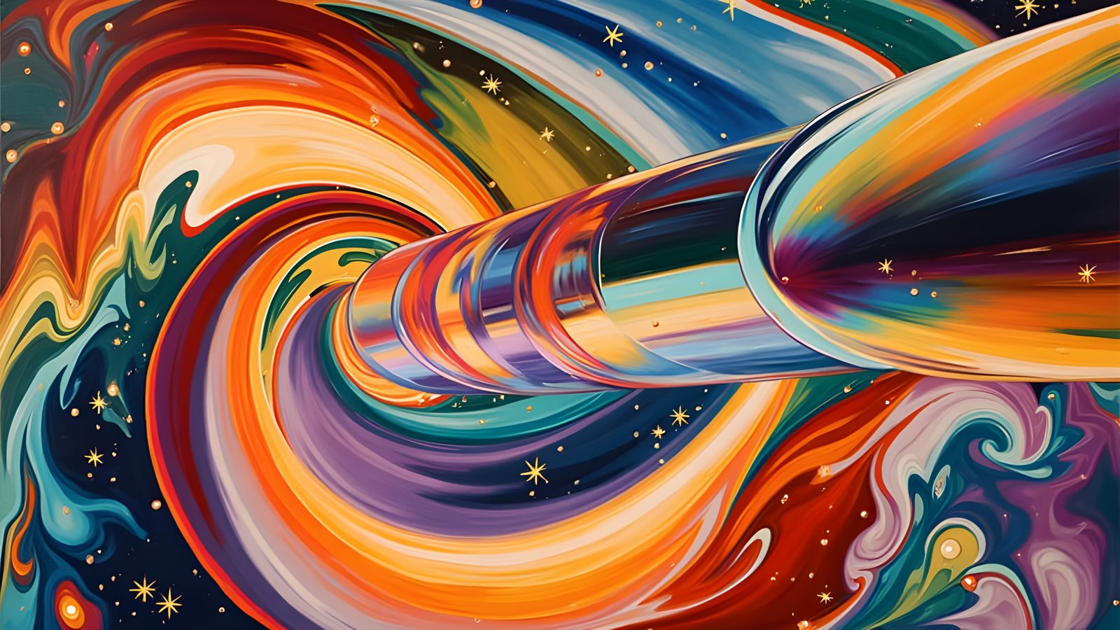Hyper Velocity Spacecraft in Vibrant Oil Painting