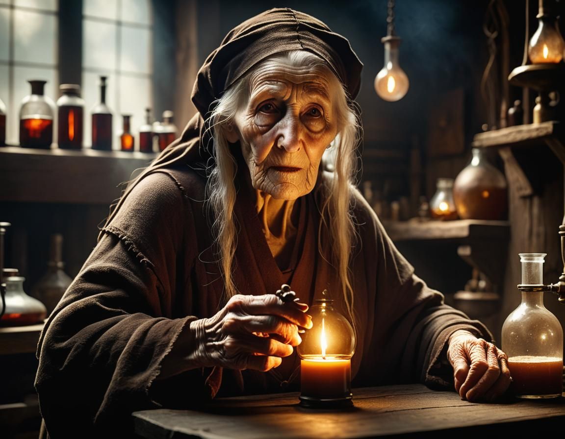 Eldritch Hag in Alchemist Lab: Medieval Portrait