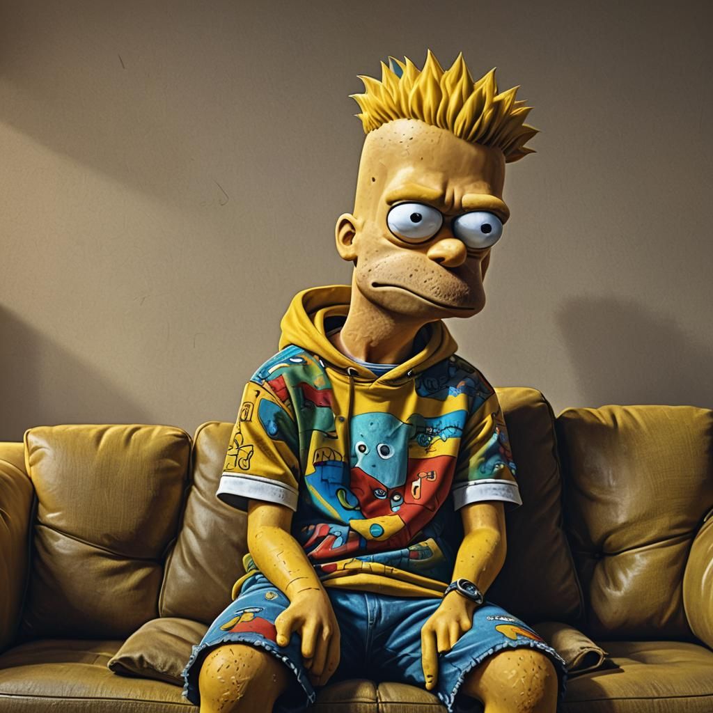 Photorealistic Portrait of Bart Simpson in 8K