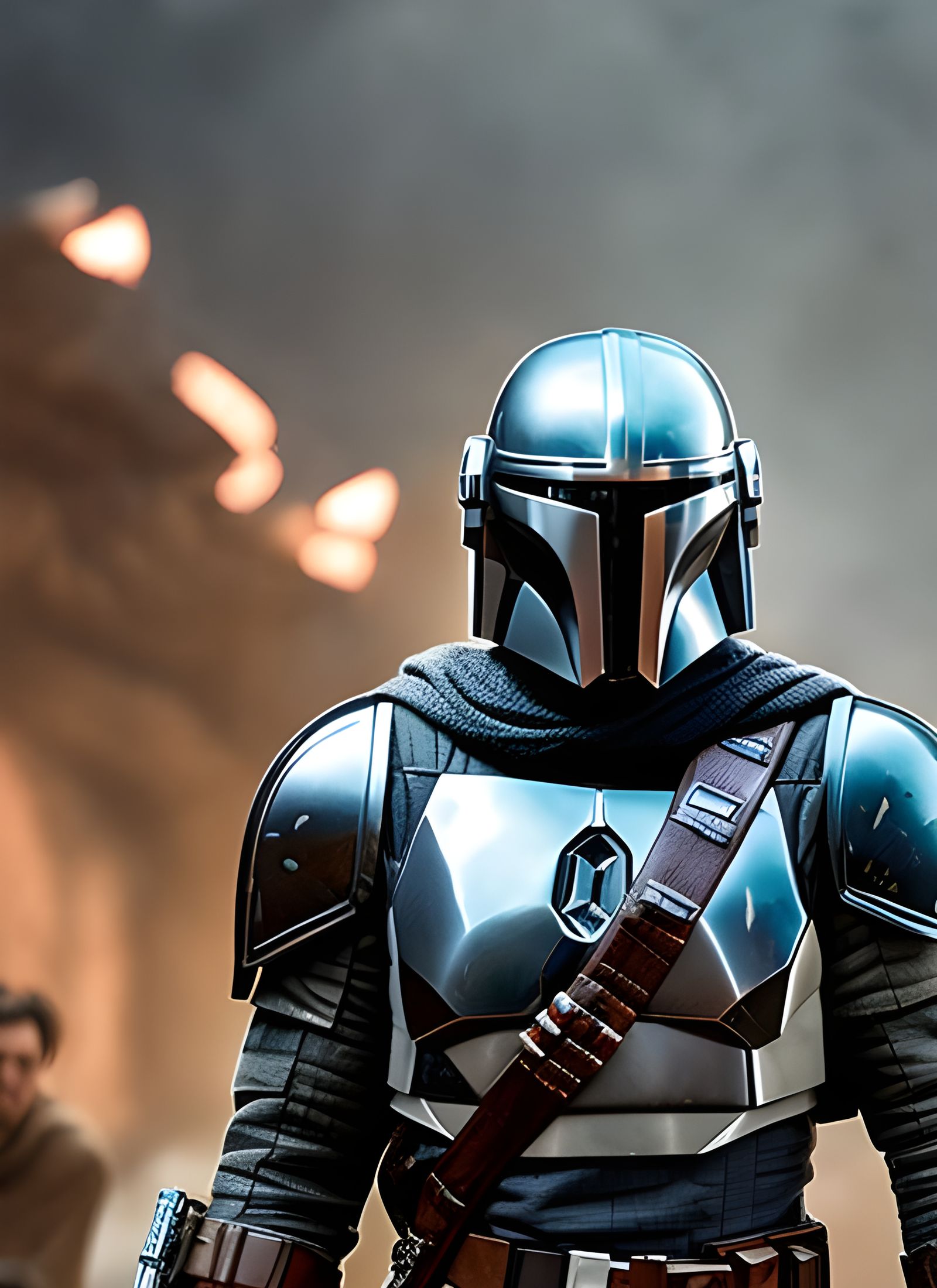 The Mandalorian in Starship, Disney Artstyle Illustration