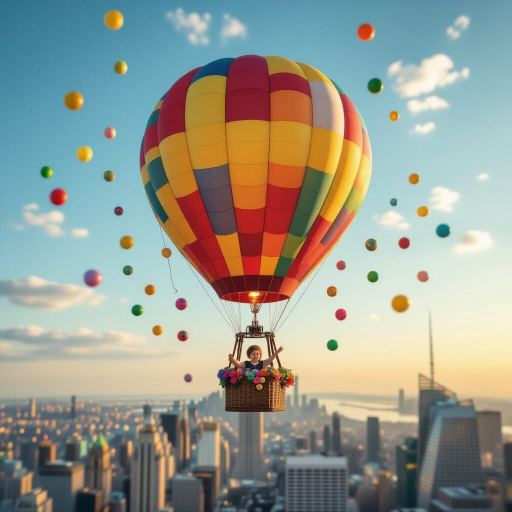 Child's Birthday Balloon Ride Over the City