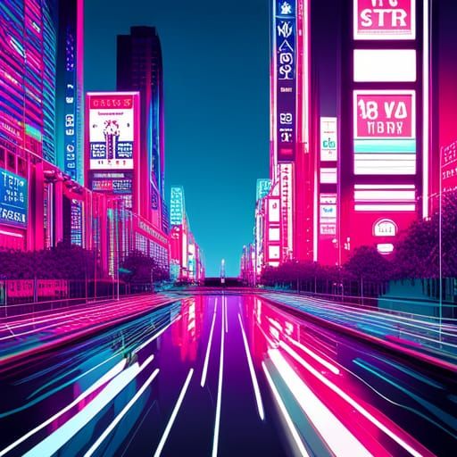 Tokyo Retro Scene in Synthwave Neon Style