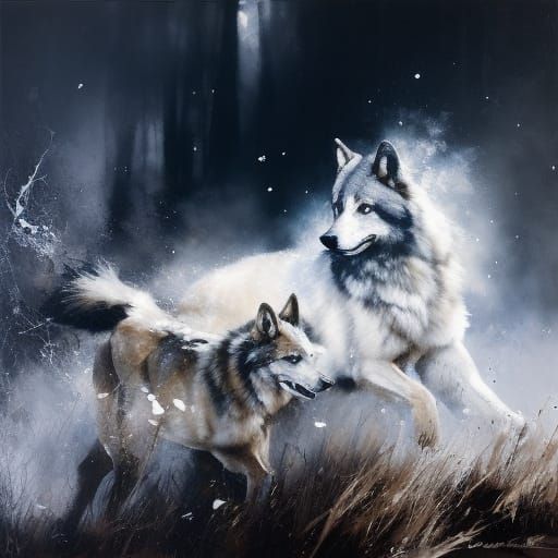 Wolves at Night: Cinematic Realism with Paint Effects